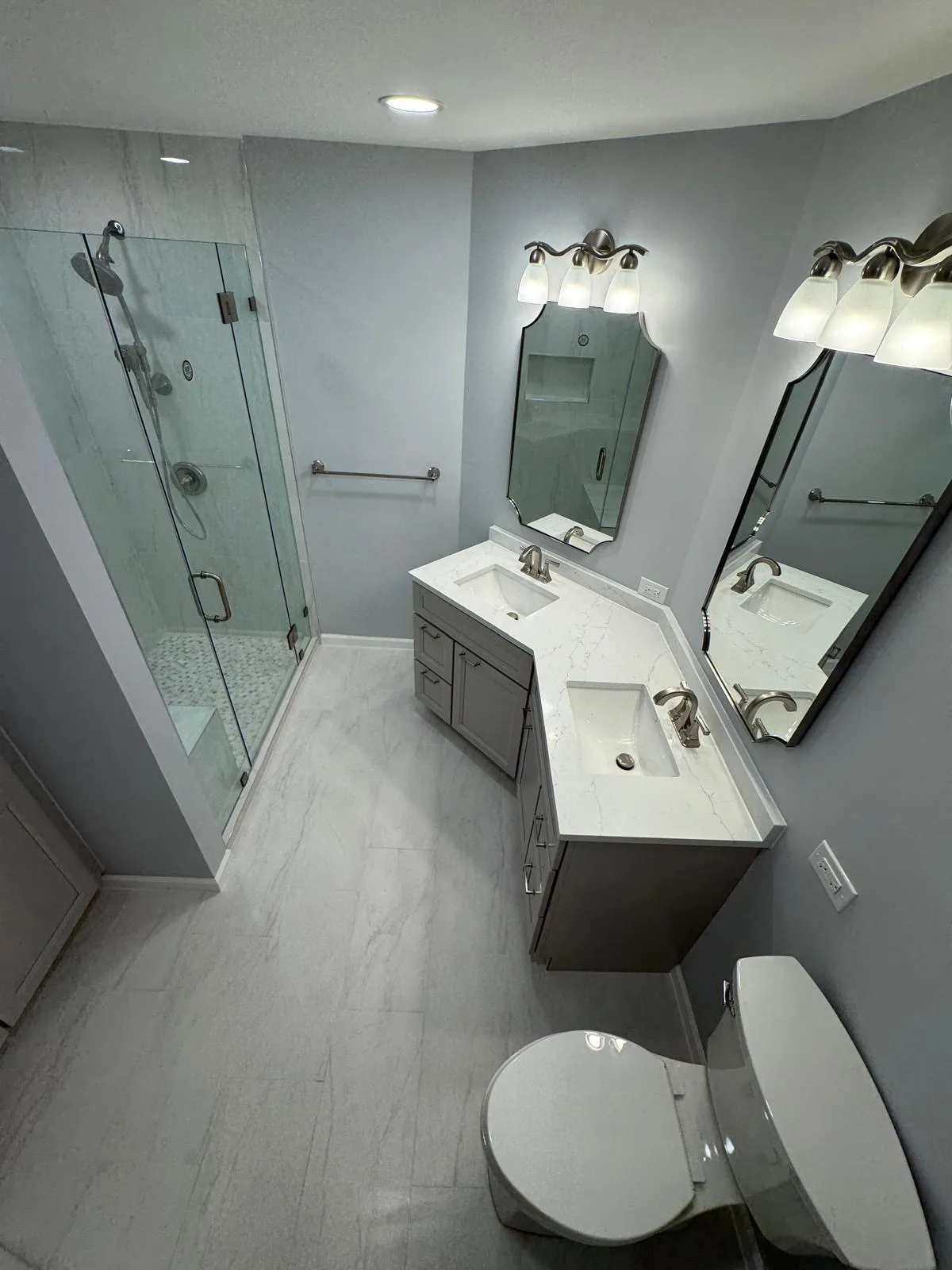 Master bathroom with walk-in glass shower