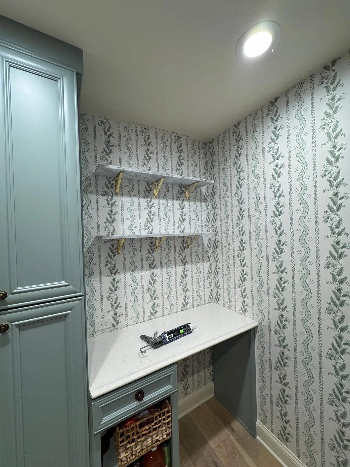 Wallpaper installation project in dining room, Arlington Heights